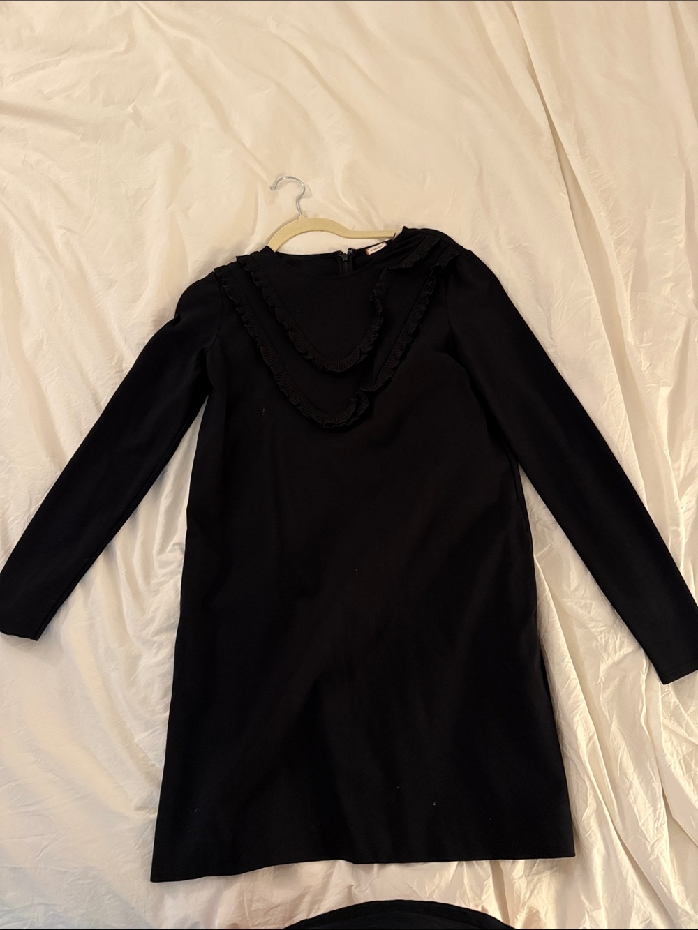 Sunday Best Black Ruffle Trim Long Sleeve Top